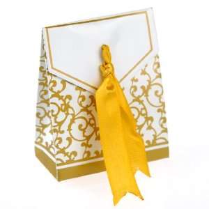   Favor Box with Imprinted Golden Ribbon(Set of 48),Gold