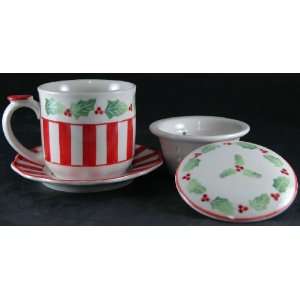  Andrea By Sadek Holly Berry Covered Mug Plate Strainer 