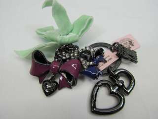 Juicy Couture Pink/Blue/Black/Green/Gray Pave Bow Enamel Crystal 