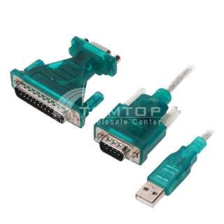 USB 2.0 to 9/25 pin Serial RS232 Cable DB9/DB25 Adapter  