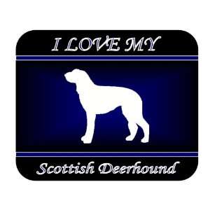  I Love My Scottish Deerhound Dog Mouse Pad   Blue Design 