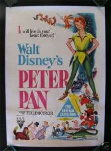 PETER PAN * AUSTRALIA ONE SHEET ORIGINAL MOVIE POSTER 1953 DISNEY 
