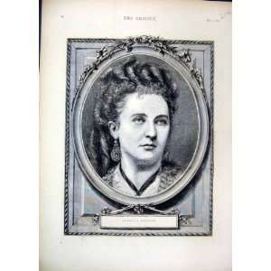  1874 Portrait Arabella Goddard Beautiful Antique Print 