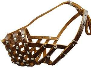Rottweiler 13.5  4 size Secure Leather Basket Dog Muzzle Golden 