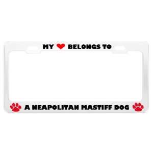  A Neapolitan Mastiff Dog Pet White Metal License Plate 