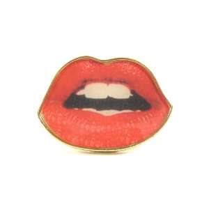 Red Lips Ring Size 6 Gold Seductive Marilyn Horror Fashion 