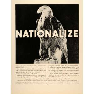  1934 Ad W.F. Hall Printing Bald Eagle Nationalism 