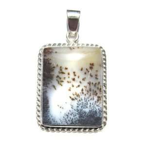 Genuine Dendritic Agate and Sterling Silver Medium Glowing Pendant One 