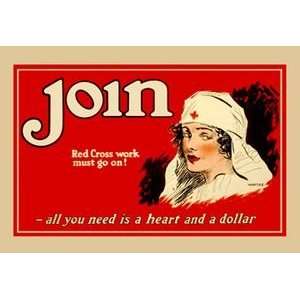  Join   Red Cross Work Must Go On   16x24 Giclee Fine Art 