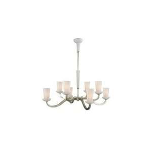 Barbara Barry Large All Aglow Chandelier in Pewter with White Glass by 
