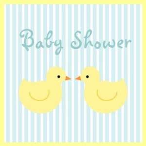  Baby Shower Rubbery Ducky Pastel Aqua Stripes Blue Postage 