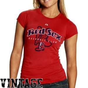 Majestic Boston Red Sox Ladies Red Cooperstown Circus Catch T shirt 
