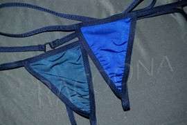 Blue Sexy Lace Micro Mini g string thong T or V back  
