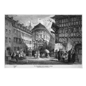 Street Scene  the Georgenhaus, with its Depiction of Saint George, Is 