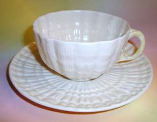 Delicate Belleek Green Marks Tea Cup and Saucer Set  
