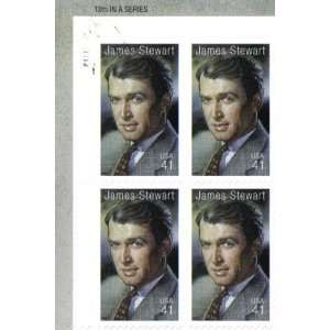 2007 JAMES STEWART ~ LEGENDS OF HOLLYWOOD #4197 Plate Block of 4 x 41 