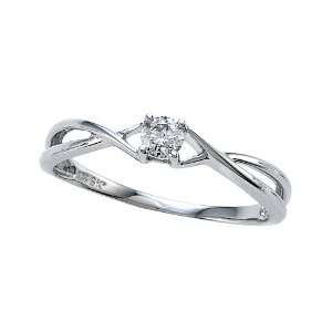  0.15 cttw Round Diamonds Engagement Ring in 14 kt White 