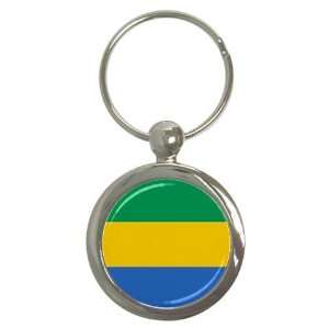  Gabon Flag Round Key Chain