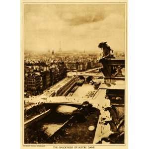  1922 Rotogravure Paris Eiffel Tower City France Gargoyle 
