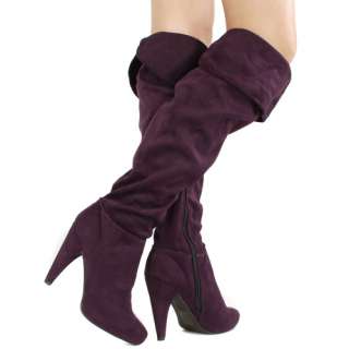 PURPLE SEXY Faux Suede Vegan THIGH HIGH HEELS Boots  