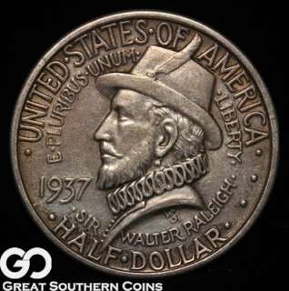 1937 Roanoke Commemorative Half Dollar CHOICE AU  