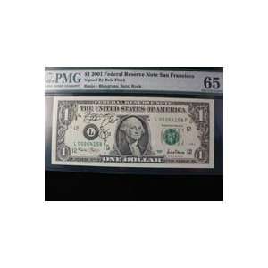  Signed Fleck, Bela $1 2001 Federal Reserve Note San 