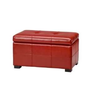   Small Red Maiden Tufted Leather Storage Ottoman