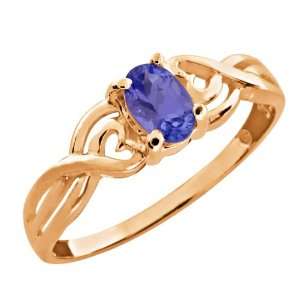  0.45 Ct Oval Blue Tanzanite Gold Plated Sterling Silver 