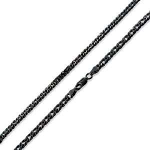 Black Rhodium Plated Sterling Silver 30 Rombo Chain Necklace   5.0MM