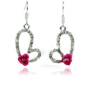  Romantic Heart and Flower Fashion Earrings with 925 Sliver 