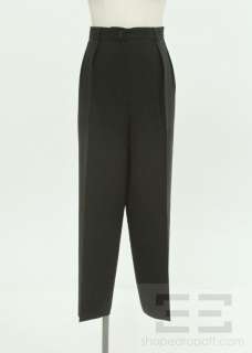 YSL Yves Saint Laurent Black Wool High Waisted Trouser Pants Size US14 