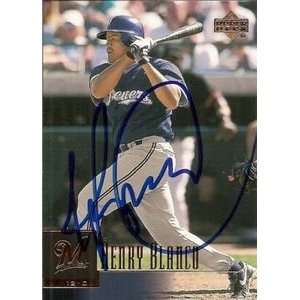  Henry Blanco Signed Milwaukee Brewers 2001 UD Card 