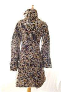 NEW AUTH Desigual Embroidery Wool Coat Black Muticolor 38  