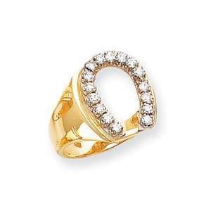  14k Diamond Mens Horse shoe Ring   Size 10   JewelryWeb 