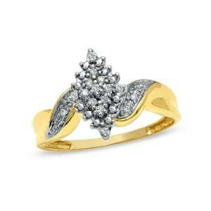 Diamond Accent Marquise Cluster Twist Ring in 10K Gold   Size 7 LADIES 