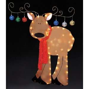  42 Whimsical Reindeer with Ornaments Lighted Outdoor 