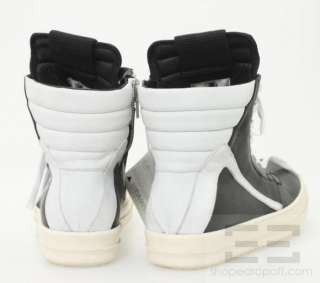 Rick Owens Black & White Leather Mens Geobasket Sneakers Size 43, NEW 