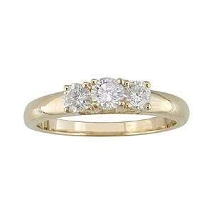  14KY 1/2ct TDW Yellow Diamonds 3 Stone Ring Jewelry