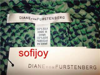 NWT DIANE von FURSTENBERG sz 8 silk dress DvF GERTRUDE PYTHON green 