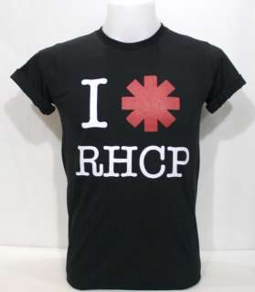 Love RHCP T Shirt Black Red Hot Chili Peppers Rock  