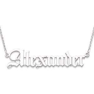  Sterling Silver Old English Name Necklace   Personalized 