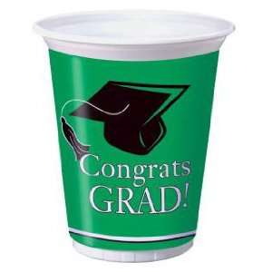  Congrats Grad 16 oz Plastic Cups, Green