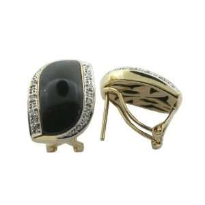  Onyx and Diamond Rivus Earrings, 14k Gold Jewelry