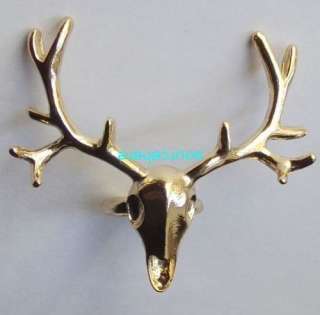 Womens Mens Gold Tone Deer Ring Cute Antler Vintage Anti Silver Rings 