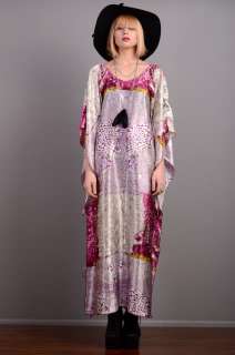 Vtg 70s Draped ANGEL SLV Kimono CAFTAN Dress S M L Gypsy Ethnic Maxi 