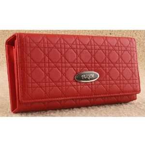  Ladies Red Real Leather Wallet Case With Credit Card 