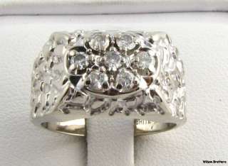 42ctw Genuine Diamond Nugget Fashion Ring   14k Solid White Gold Men 