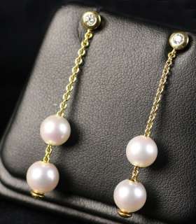 Mikimoto 18k Yellow Gold Pearls in Motion Diamond Earrings  