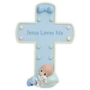  813002   Jesus Loves Me Baby Boy Cross   Precious Moments 
