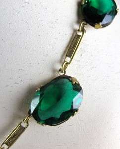 Art Deco Czech Emerald Green Glass Open Back Necklace Choker  
